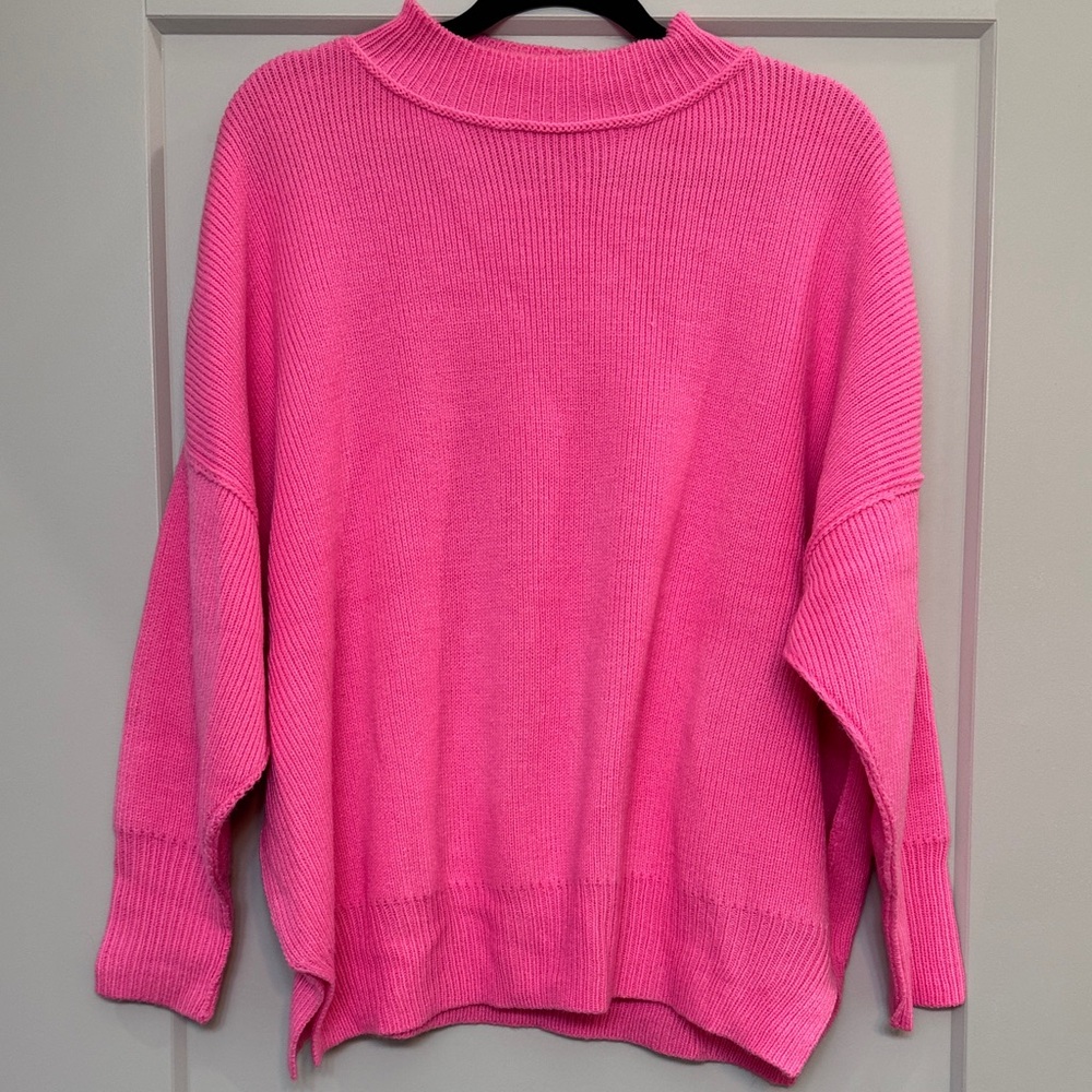 She + Sky Vibrant Pink Cowl Neck Sweater